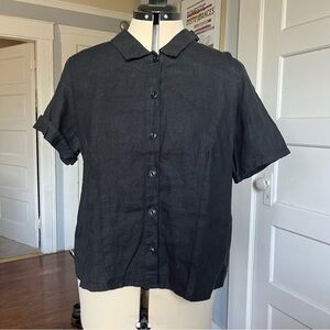 ***SOLD***flax Linen Black Button Up